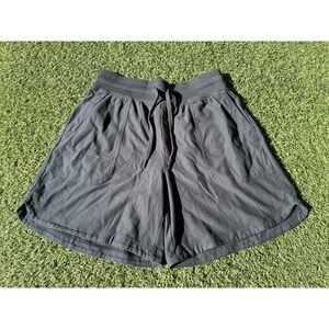 Athleta Shorts Women's Sz Small Black Farallon Cotton Blend Midi Fleece Active